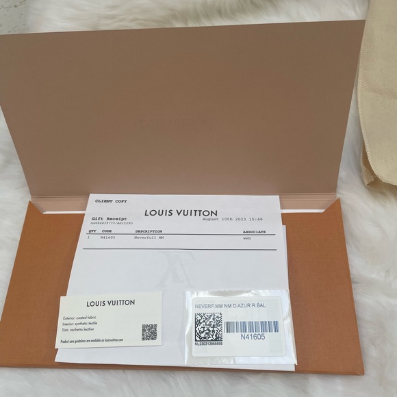 Louis Vuitton Neverfull MM Damier Azur Rose Ballerine *Made in France* - Picture 16 of 16